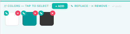 Color palette editor showing how to add, remove, and update colors