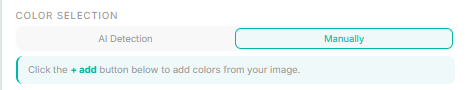 Manual color selection mode showing custom color picker